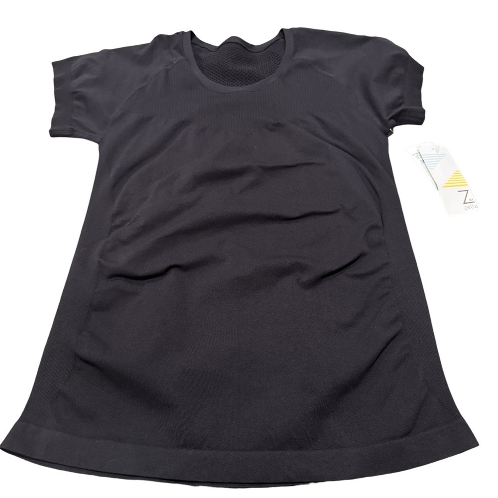 NWT ZELLA Nordstrom ACTIVE MERIDIAN SS SEAMLESS T SHIRT Black Size Women's Large